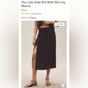 Anthropologie Maeve Lille Side Slit Midi Skirt